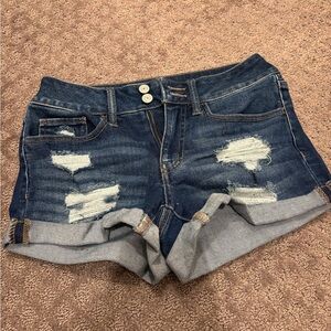 SO Distressed Dark Blue Jean Shorts